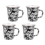 BL66S4 - Black Swirl 16 oz Latte Mugs - Set of 4 - Golden Rabbit Enamelware