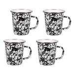 BL66S4 - Black Swirl 16 oz Latte Mugs - Set of 4 - Golden Rabbit Enamelware