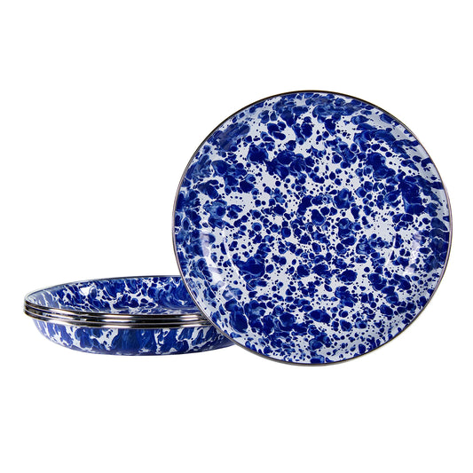 CB04S4 - Cobalt Swirl Pasta Plates - Set of 4 - Golden Rabbit Enamelware