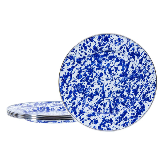 CB07S4 - Cobalt Swirl Dinner Plates -Set of 4 - Golden Rabbit Enamelware