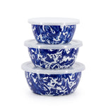 CB30 - Cobalt Swirl Nesting Bowls - Golden Rabbit Enamelware