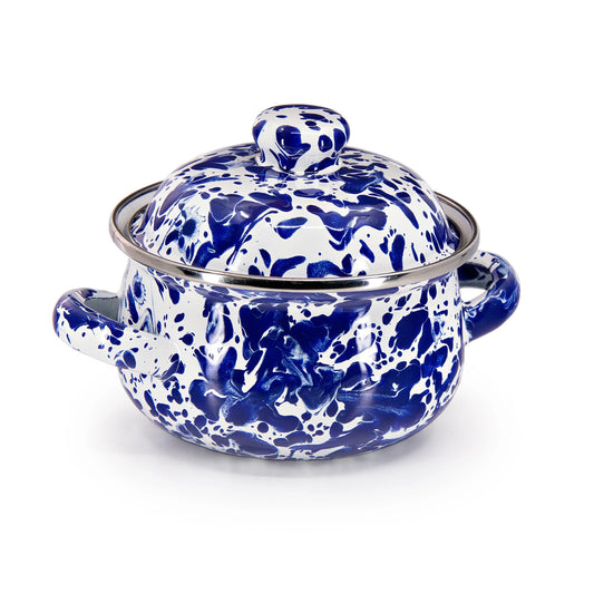 CB32S2 - Cobalt Swirl Petite Tureens - Set of 2 - Golden Rabbit Enamelware