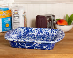 CB53 - Cobalt Swirl Brownie Pan - Golden Rabbit Enamelware