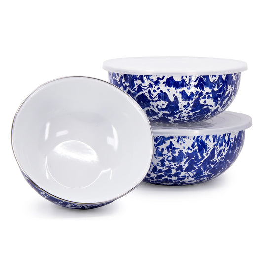 CB54 - Cobalt Swirl Mixing Bowls - Golden Rabbit Enamelware