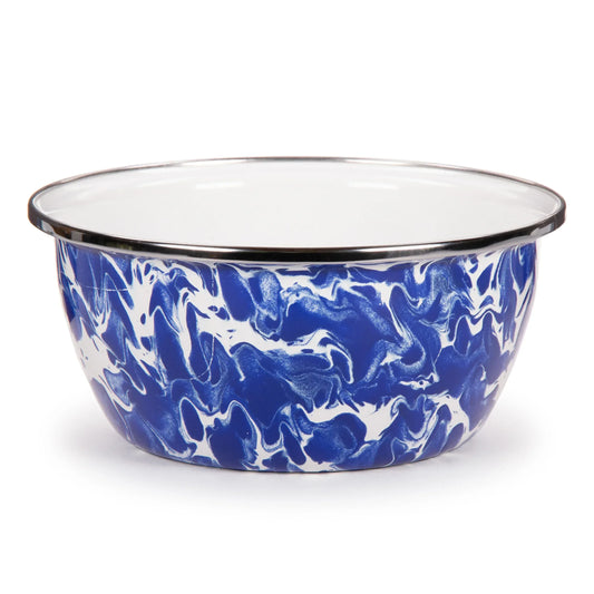 CB61S4 - Cobalt Swirl Salad Bowls - Set of 4, Cobalt - Golden Rabbit Enamelware
