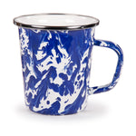 CB66S4 - Cobalt Swirl 16 oz Latte Mugs - Set of 4 - Golden Rabbit Enamelware