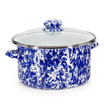 CB72 - Cobalt Swirl 6 Qt Stock Pot - Golden Rabbit Enamelware