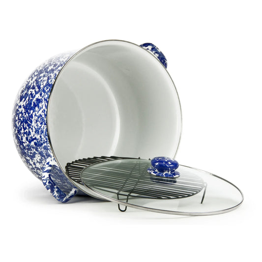 CB75 - Cobalt Swirl 18 Qt Stock Pot - Golden Rabbit Enamelware