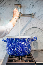 CB75 - Cobalt Swirl 18 Qt Stock Pot - Golden Rabbit Enamelware