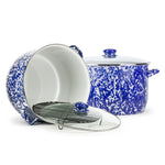 CB75 - Cobalt Swirl 18 Qt Stock Pot - Golden Rabbit Enamelware