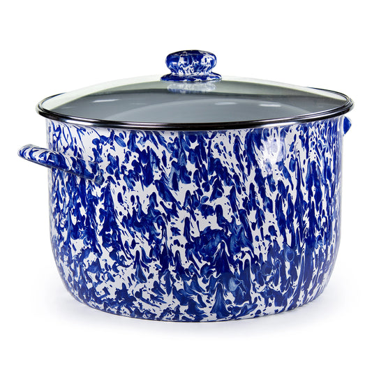 CB75 - Cobalt Swirl 18 Qt Stock Pot - Golden Rabbit Enamelware