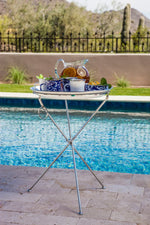 WW70 - Solid White Tray with Steel Table Base - Golden Rabbit Enamelware