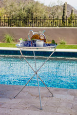 WW70 - Solid White Tray with Steel Table Base - Golden Rabbit Enamelware