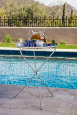 WW70 - Solid White Tray with Steel Table Base - Golden Rabbit Enamelware