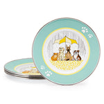 CD11S4 - Raining Cats And Dogs Child Plates - Set of 4 - Golden Rabbit Enamelware