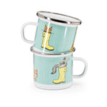 CD20S4 - Raining Cats And Dogs Child Mugs - Set of 4 - Golden Rabbit Enamelware
