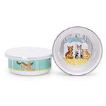 CD60S4 - Raining Cats And Dogs Child Bowls - Set of 4 - Golden Rabbit Enamelware