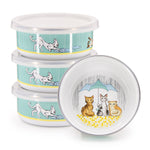 CD60S4 - Raining Cats And Dogs Child Bowls - Set of 4 - Golden Rabbit Enamelware