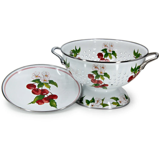 CH107 - Cherry Colander Set - Golden Rabbit Enamelware