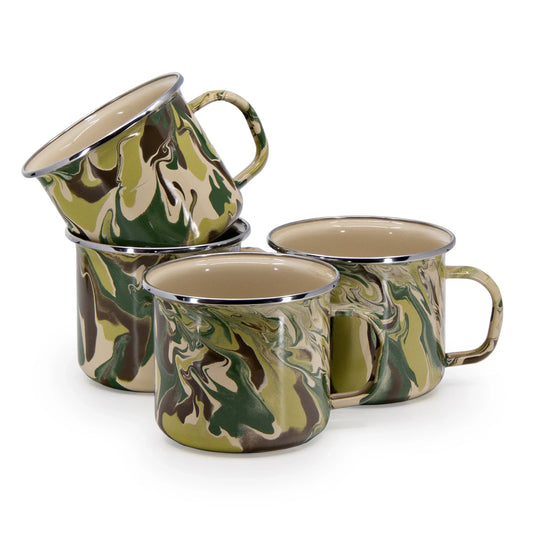 CM28S4 - Camouflage 24 oz Grande Mugs - Set of 4 - Golden Rabbit Enamelware