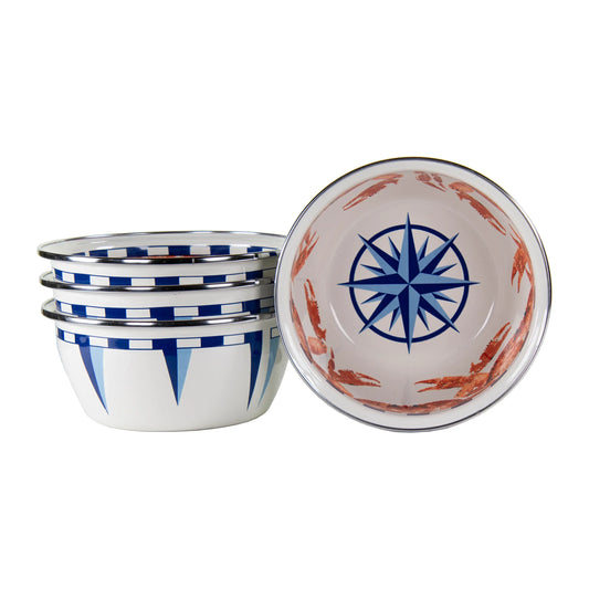 CR61S4 - Crab House Salad Bowls - Set of 4 - Golden Rabbit Enamelware