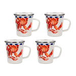 CR66S4 - Crab House 16oz Latte Mugs -Set of 4 - Golden Rabbit Enamelware