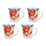 CR66S4 - Crab House 16oz Latte Mugs -Set of 4 - Golden Rabbit Enamelware