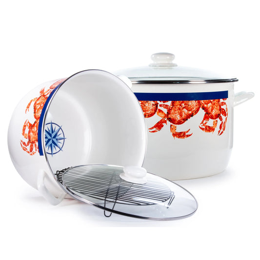 CR75 - Crab House 18qt Stock Pot - Golden Rabbit Enamelware