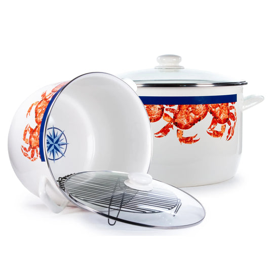 CR75 - Crab House 18qt Stock Pot - Golden Rabbit Enamelware