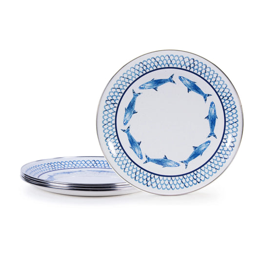 FC56S4 - Fish Camp Dinner Plates - Set of 4 - Golden Rabbit Enamelware