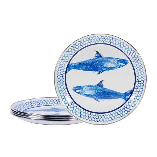 FC69S4 - Fish Camp Sandwich Plates - Set of 4 - Golden Rabbit Enamelware