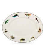 FF06 - Fishing Fly Oval Platter - Golden Rabbit Enamelware