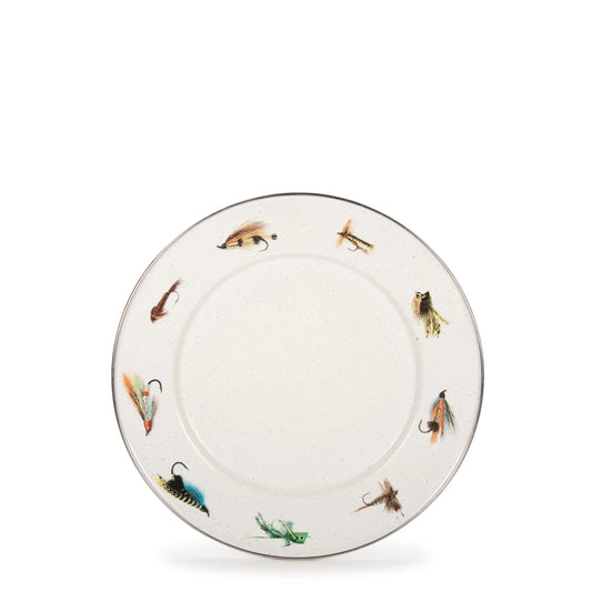 FF11S4 - Fishing Fly Sandwich Plates - Set of 4 - Golden Rabbit Enamelware