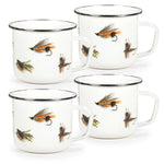 FF28S4 - Fishing Fly 24 oz Grande Mugs- Set of 4 - Golden Rabbit Enamelware