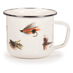FF28S4 - Fishing Fly 24 oz Grande Mugs- Set of 4 - Golden Rabbit Enamelware