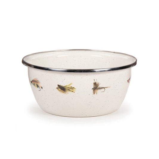 FF61S4 - Fishing Fly Salad Bowls - Set of 4 - Golden Rabbit Enamelware
