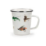 FF66S4 - Fishing Fly 16 oz Latte Mugs- Set of 4 - Golden Rabbit Enamelware
