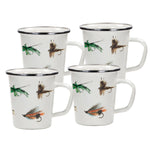 FF66S4 - Fishing Fly 16 oz Latte Mugs- Set of 4 - Golden Rabbit Enamelware