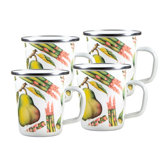 FP66S4 - Fresh Produce 16 oz Latte Mugs - Set of 4 - Golden Rabbit Enamelware
