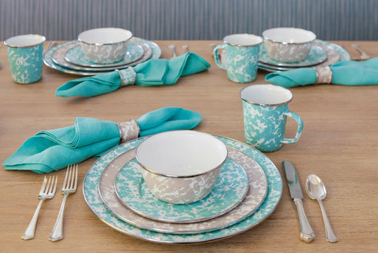 GL30-2 - Sea Glass Swirl 2 pc Prep Bowl Set - Golden Rabbit Enamelware