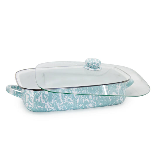 GL15 - Sea Glass Swirl Roasting Pan - Golden Rabbit Enamelware