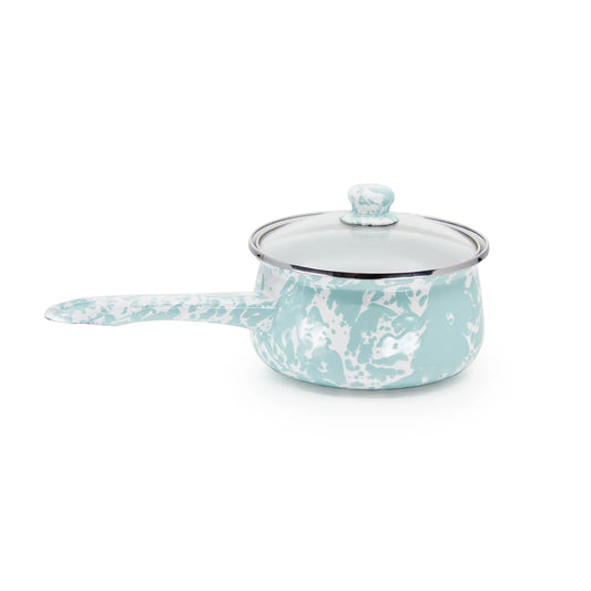 GL19 - Sea Glass Swirl Sauce Pan - Golden Rabbit Enamelware