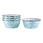 GL61S4 - Sea Glass Swirl Salad Bowls - Set of 4, Sea Glass - Golden Rabbit Enamelware