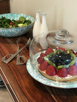 GL76 - Swirl Cake Plate, Sea Glass - Golden Rabbit Enamelware