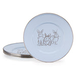 GRB11S4 - Blue Bunnies Child Plates - Set of 4 - Golden Rabbit Enamelware