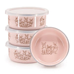 GRP60S4 - Pink Bunnies Child Bowls - Set of 4 - Golden Rabbit Enamelware