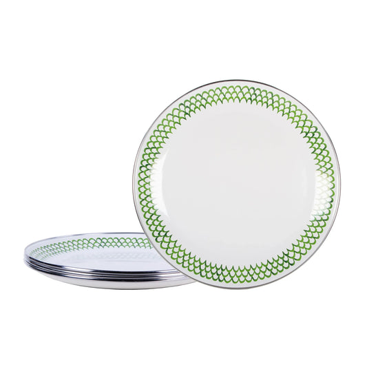 GS56S4 - Green Scallop Dinner Plates - Set of 4 - Golden Rabbit Enamelware