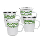 GS66S4 - Green Scallop 16 oz Latte Mugs - Set of 4 - Golden Rabbit Enamelware