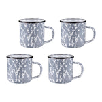 GY05S4 - Grey Swirl 12 oz Mugs - Set of 4 - Golden Rabbit Enamelware