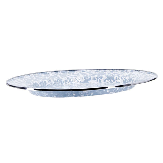 GY06 - Grey Swirl Oval Platter - Golden Rabbit Enamelware